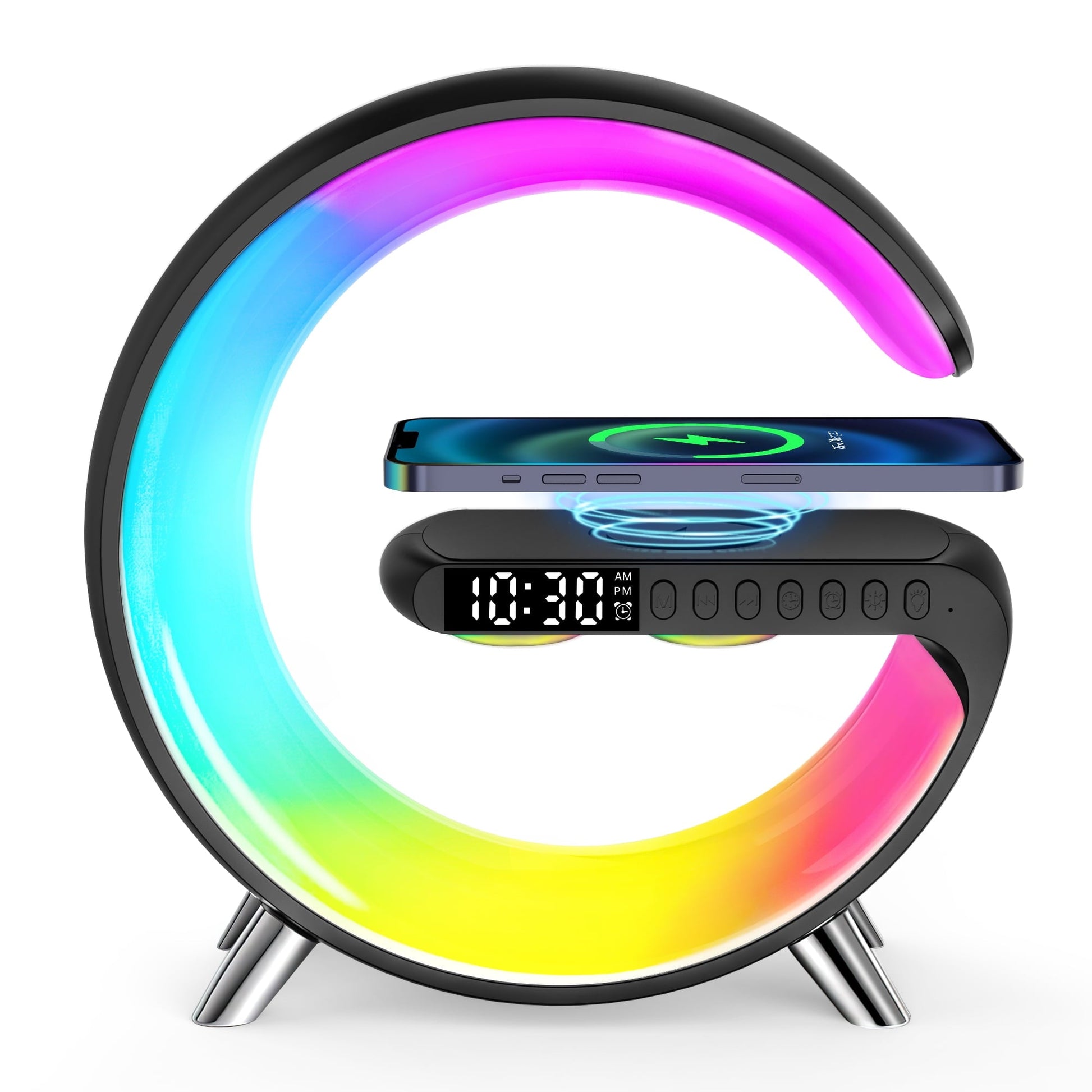 GPED Alarm Clock, Digital Alarm Clock Radio with Wireless Charging P_WB